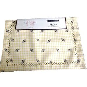 Tabitha Webb Bumblebee Bees Spring Placemats Gingham Plaid Yellow Cut Work